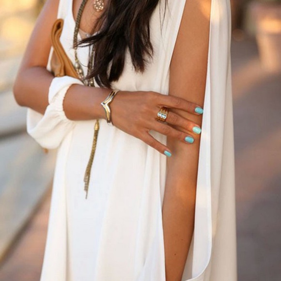 White Open Sleeve Midi Dress - Picture 3 of 3